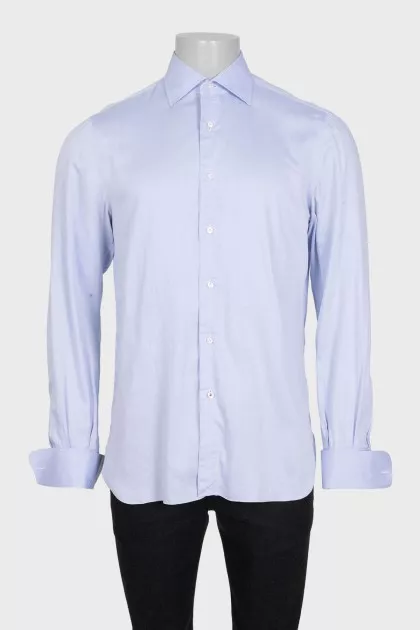 Men's light blue straight shirt with a small print