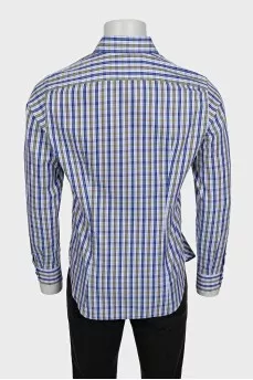 Men's shirt with a green and blue print