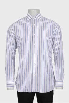 Men's white shirt with two-tone stripes