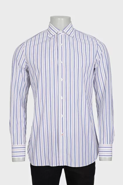 Men's white shirt with two-tone stripes