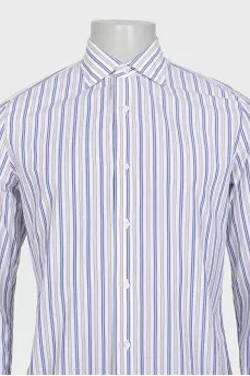 Men's white shirt with two-tone stripes