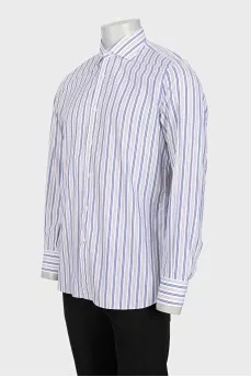 Men's white shirt with two-tone stripes