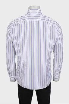 Men's white shirt with two-tone stripes