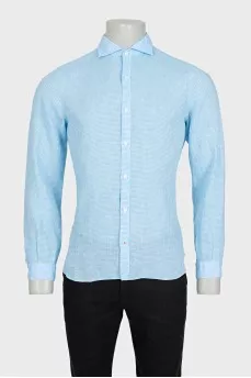 Men's bright blue plaid shirt