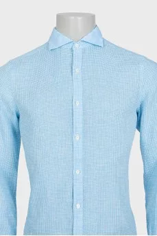 Men's bright blue plaid shirt