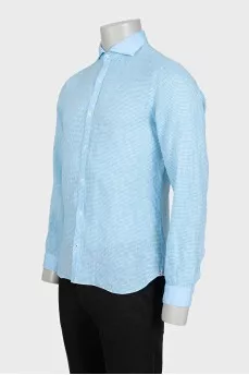 Men's bright blue plaid shirt