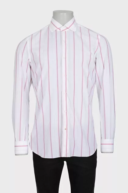 Men's white shirt with wide stripes