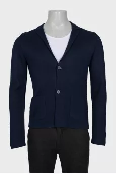 Men's blue cardigan with a button-down neckline