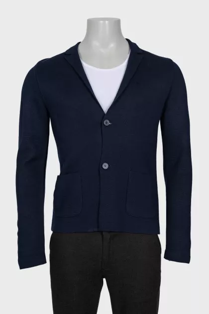 Men's blue cardigan with a button-down neckline