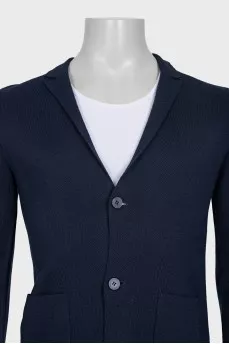 Men's blue cardigan with a button-down neckline