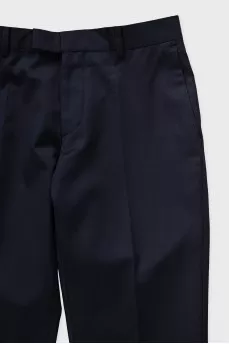 Men's blue straight-leg trousers with creases