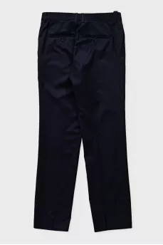 Men's blue straight-leg trousers with creases
