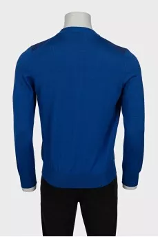 Men's blue cashmere and silk cardigan