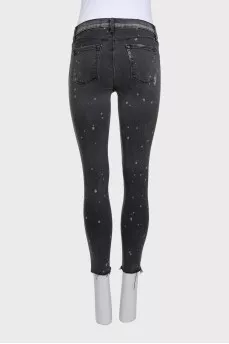 Рваные джинсы skinny fit серого цвета в принт