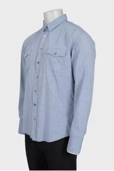 Чоловіча синя сорочка slim fit в принт