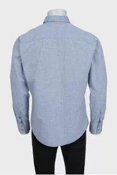 Чоловіча синя сорочка slim fit в принт