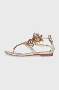 Crystal embellished flat sandals