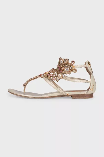 Crystal embellished flat sandals