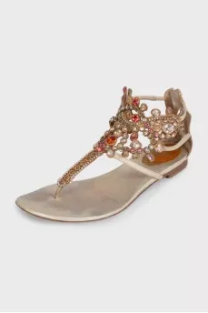 Crystal embellished flat sandals