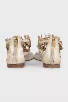 Crystal embellished flat sandals