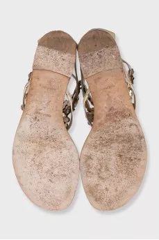 Crystal embellished flat sandals
