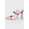 Spiky toe leather mules with tag
