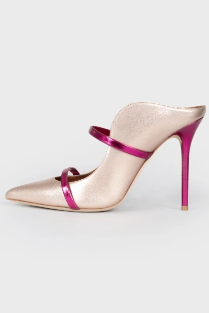 Spiky toe leather mules with tag