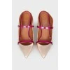 Spiky toe leather mules with tag