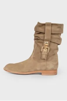 Suede half -sulfur with strap