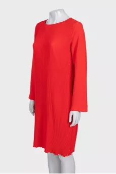 Red pleated dress