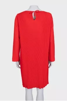 Red pleated dress