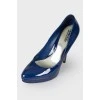 Navy patent leather stilettos