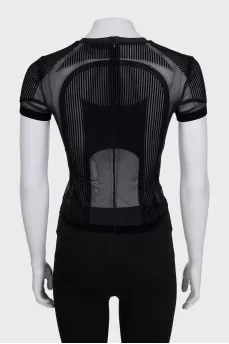 Sports tight-fitting top with transparent mesh