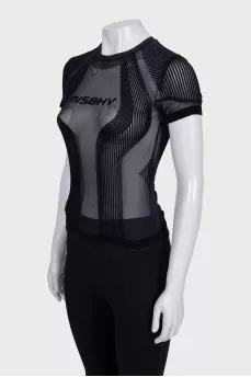 Sports tight-fitting top with transparent mesh