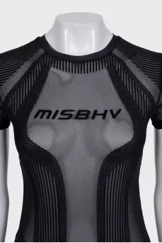 Sports tight-fitting top with transparent mesh