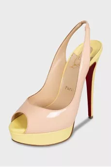 Two-tone open-toe stiletto heels