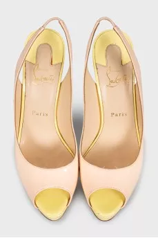 Two-tone open-toe stiletto heels