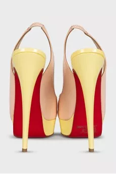 Two-tone open-toe stiletto heels