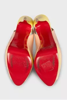 Two-tone open-toe stiletto heels