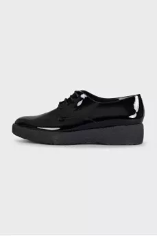Black patent leather derby shoes
