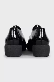 Black patent leather derby shoes