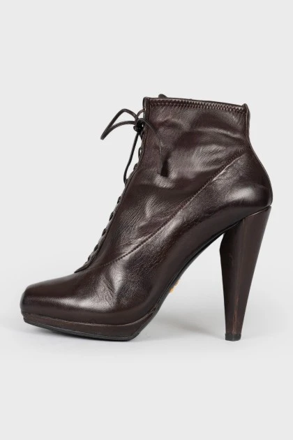 Dark brown leather ankle boots