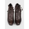Dark brown leather ankle boots