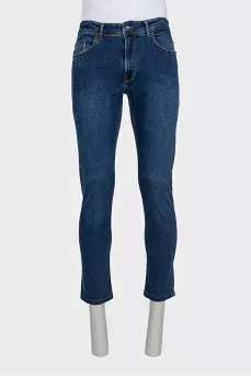 Men's blue jeans with patch pockets
