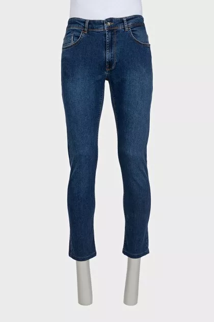 Men's blue jeans with patch pockets