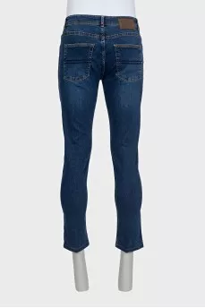 Men's blue jeans with patch pockets