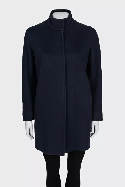 Blue straight-cut coat