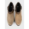 Suede ankle boots with belt buckle
