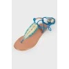 Straw decorated sandals