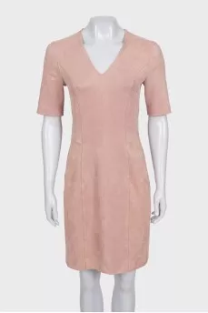 Fitted beige suede dress